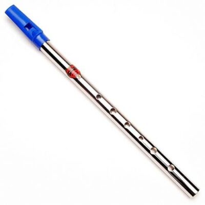 flûte en métal avec bec bleu