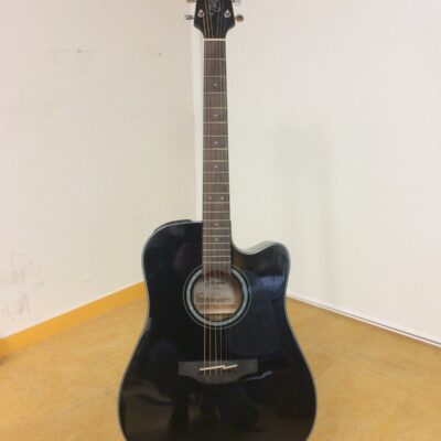 guitare noire posée sur stand