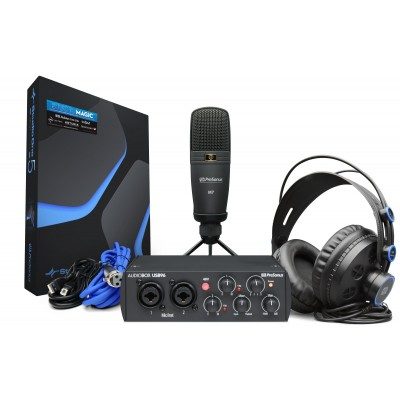 interface audio micro et casque noirs