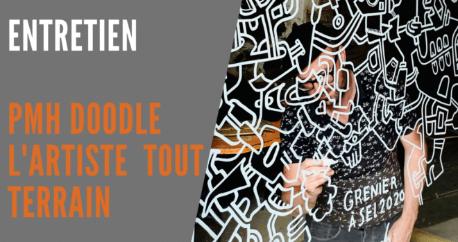 homme qui dessine sur une vitre