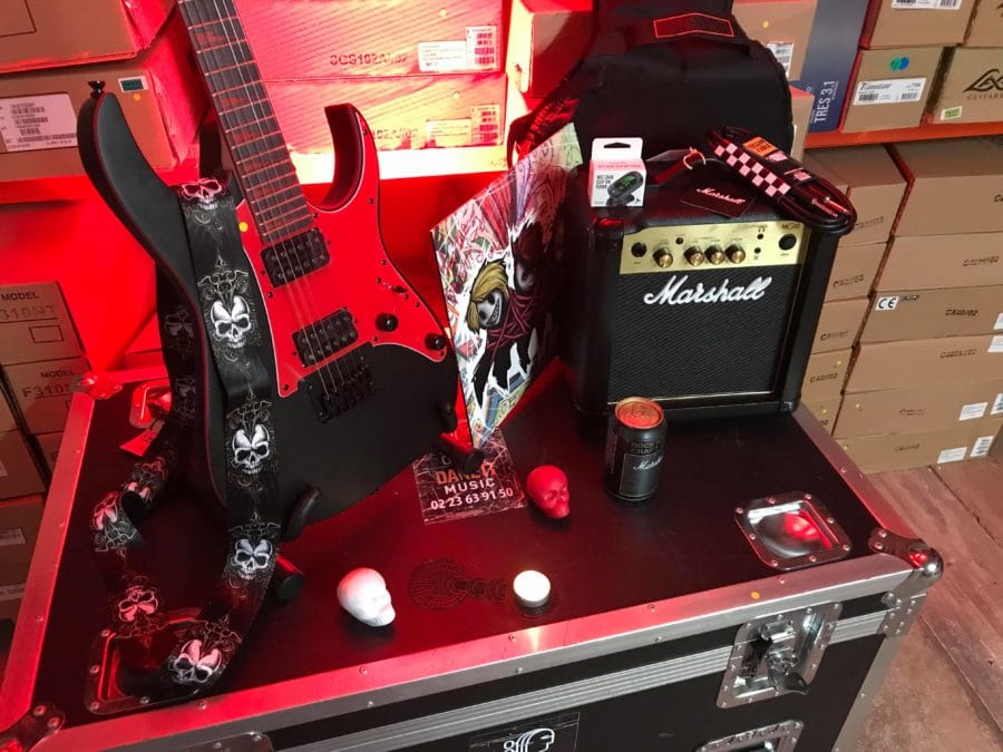 guitare rouge ampli noir