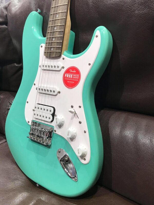 guitare électrique bleu verte